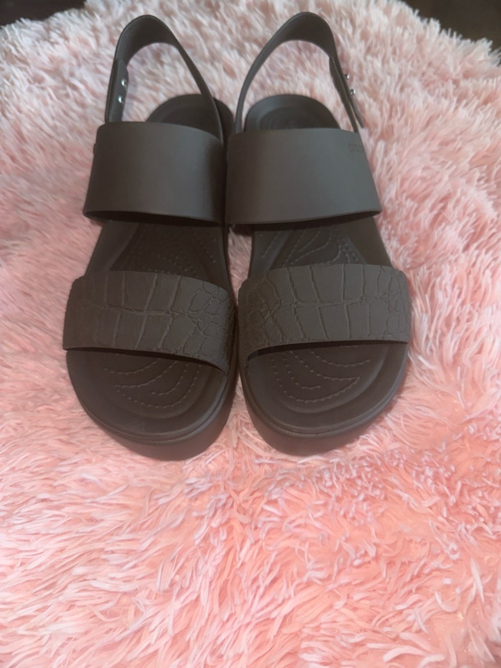 CROCS Brown Double-Strap Slingback Sandals